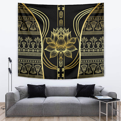 Egypt The Lotus Tapestry Gold Bloom Hieroglyphic Patterns