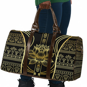 Egypt The Lotus Travel Bag Gold Bloom Hieroglyphic Patterns
