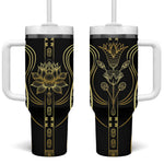 Egypt The Lotus Tumbler With Handle Gold Bloom Hieroglyphic Patterns