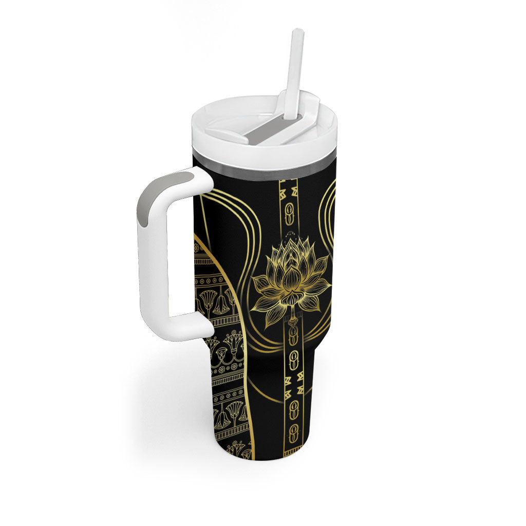 Egypt The Lotus Tumbler With Handle Gold Bloom Hieroglyphic Patterns