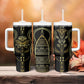 Egypt The Lotus Tumbler With Handle Gold Bloom Hieroglyphic Patterns