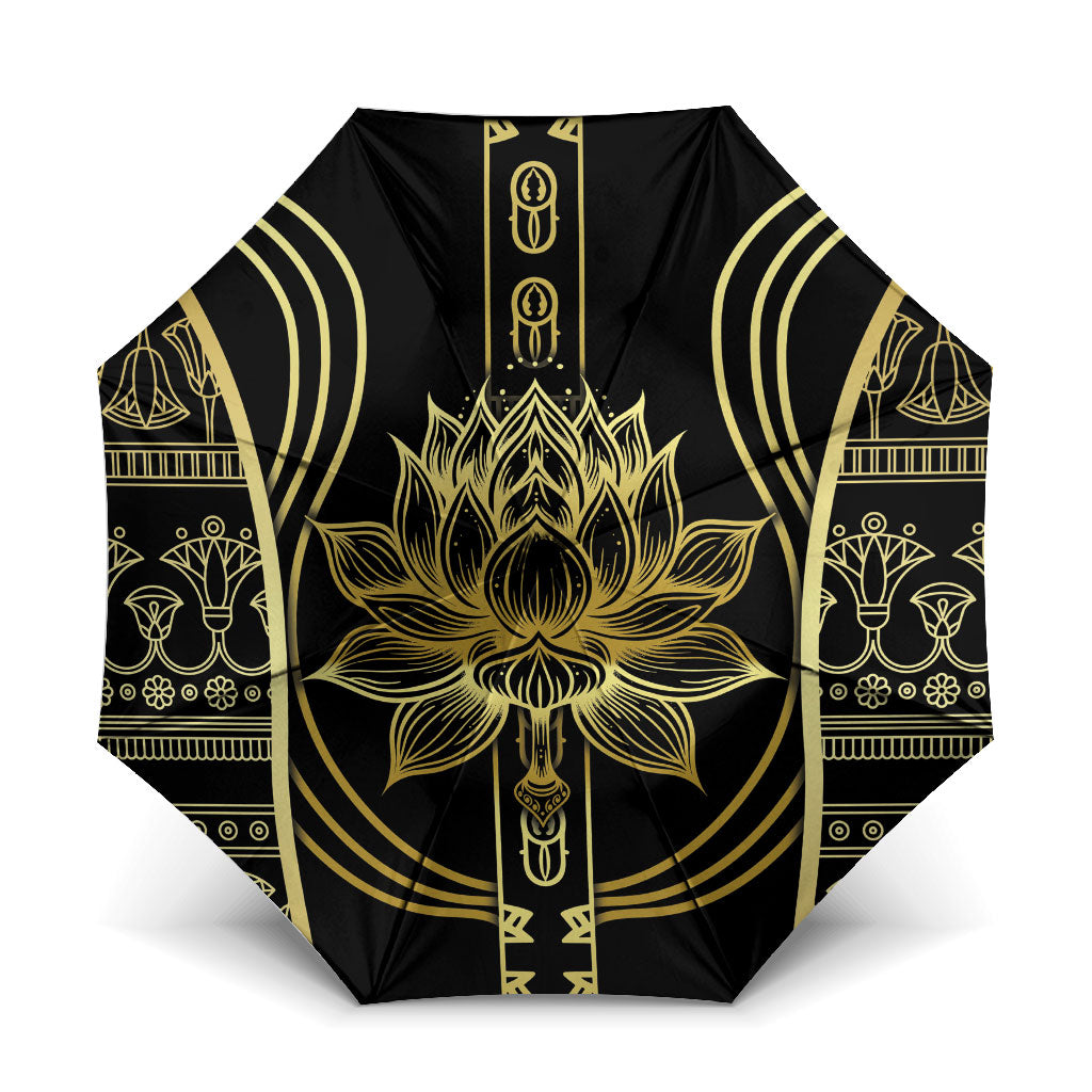 Egypt The Lotus Umbrella Gold Bloom Hieroglyphic Patterns