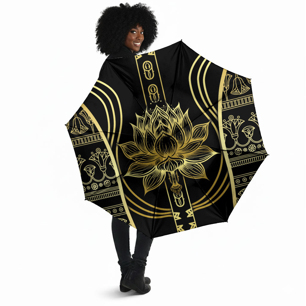 Egypt The Lotus Umbrella Gold Bloom Hieroglyphic Patterns