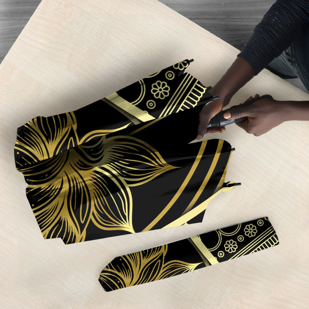 Egypt The Lotus Umbrella Gold Bloom Hieroglyphic Patterns