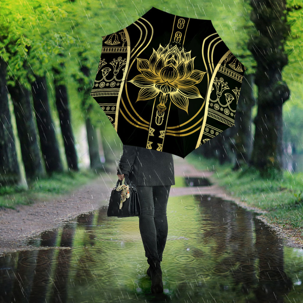 Egypt The Lotus Umbrella Gold Bloom Hieroglyphic Patterns