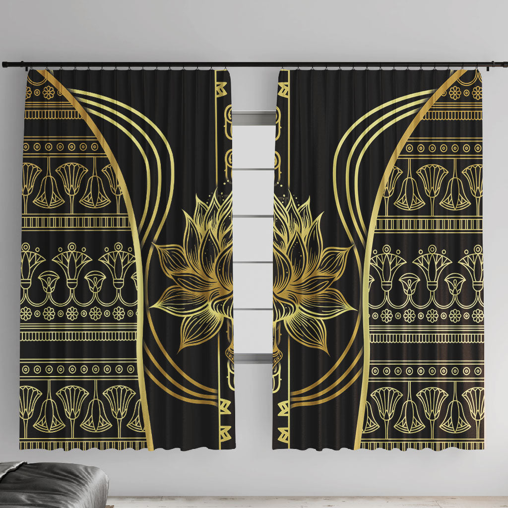 Egypt The Lotus Window Curtain Gold Bloom Hieroglyphic Patterns