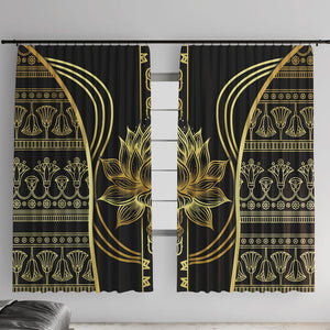 Egypt The Lotus Window Curtain Gold Bloom Hieroglyphic Patterns