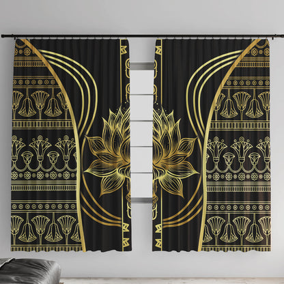 Egypt The Lotus Window Curtain Gold Bloom Hieroglyphic Patterns