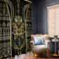 Egypt The Lotus Window Curtain Gold Bloom Hieroglyphic Patterns