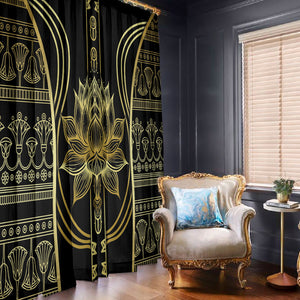 Egypt The Lotus Window Curtain Gold Bloom Hieroglyphic Patterns