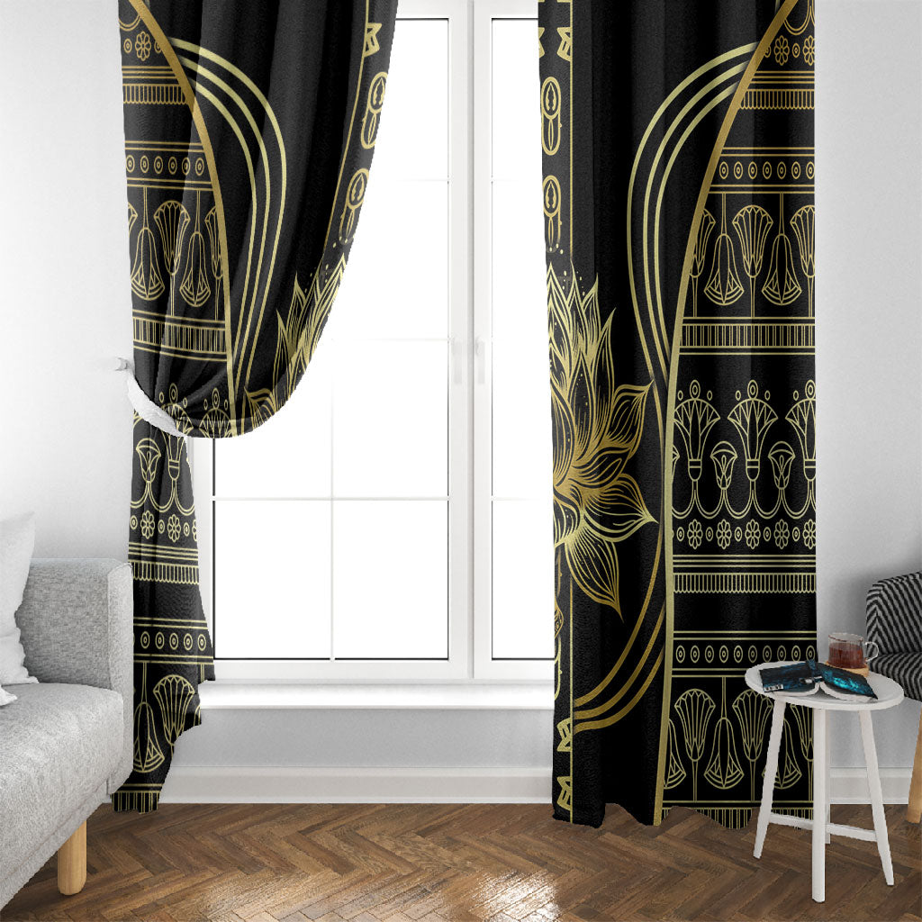 Egypt The Lotus Window Curtain Gold Bloom Hieroglyphic Patterns