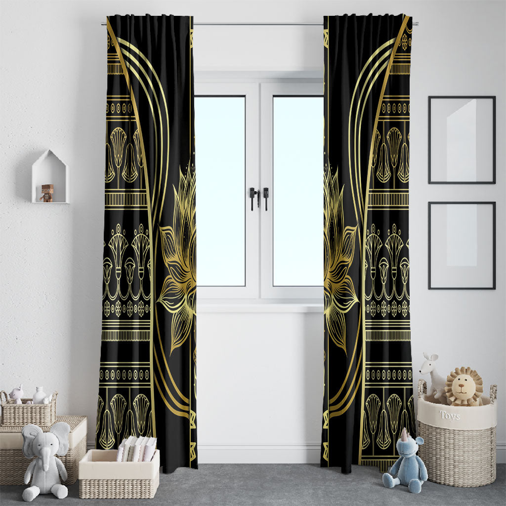 Egypt The Lotus Window Curtain Gold Bloom Hieroglyphic Patterns