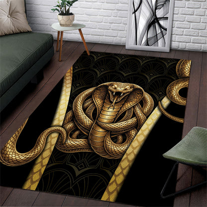 Egypt Uraeus Area Rug Gold Cobra Luxury Style