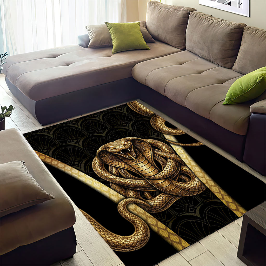 Egypt Uraeus Area Rug Gold Cobra Luxury Style