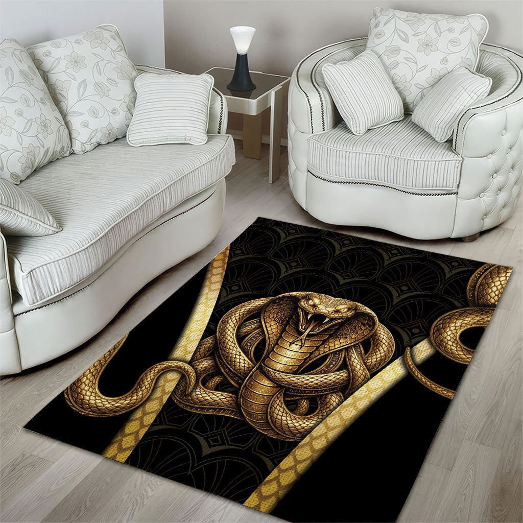 Egypt Uraeus Area Rug Gold Cobra Luxury Style