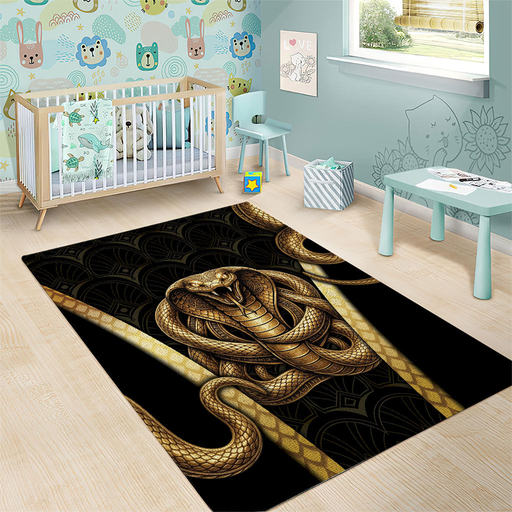 Egypt Uraeus Area Rug Gold Cobra Luxury Style