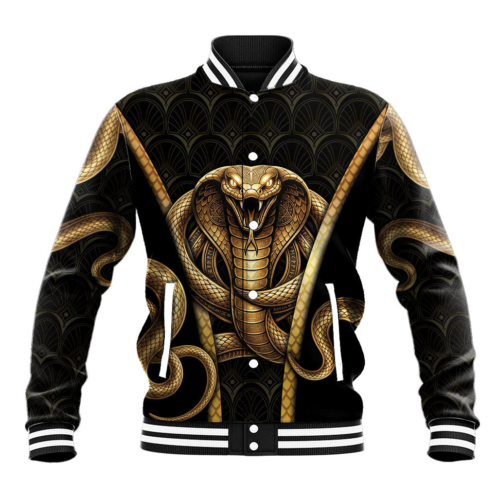 Egypt Uraeus Baseball Jacket Gold Cobra Luxury Style