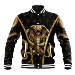 Egypt Uraeus Baseball Jacket Gold Cobra Luxury Style