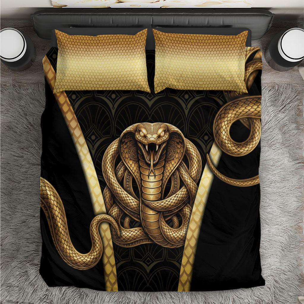 Egypt Uraeus Bedding Set Gold Cobra Luxury Style