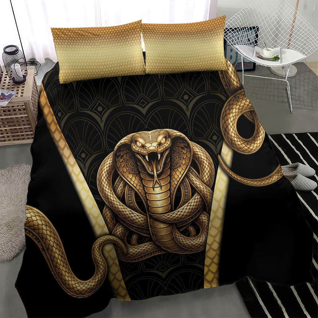 Egypt Uraeus Bedding Set Gold Cobra Luxury Style