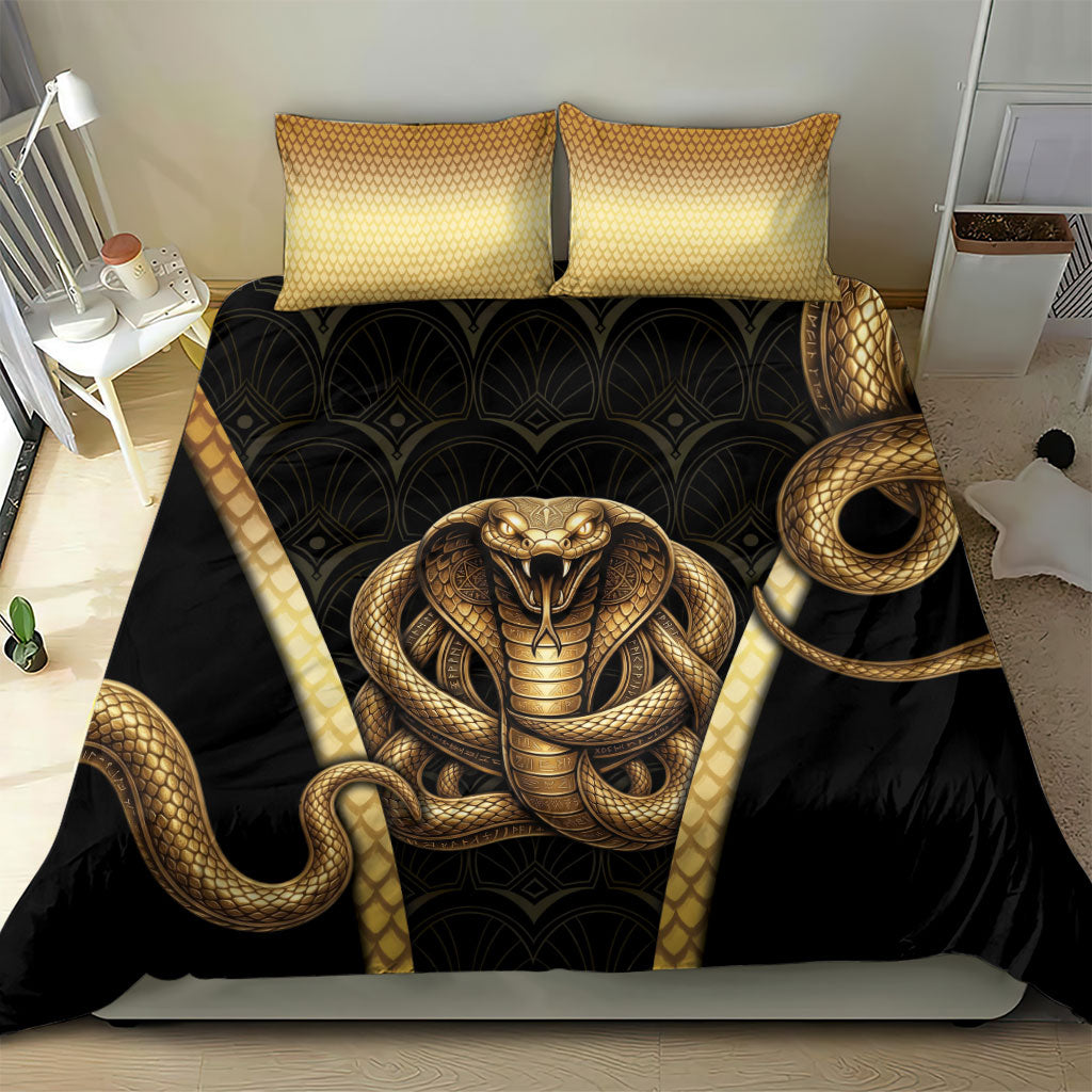 Egypt Uraeus Bedding Set Gold Cobra Luxury Style