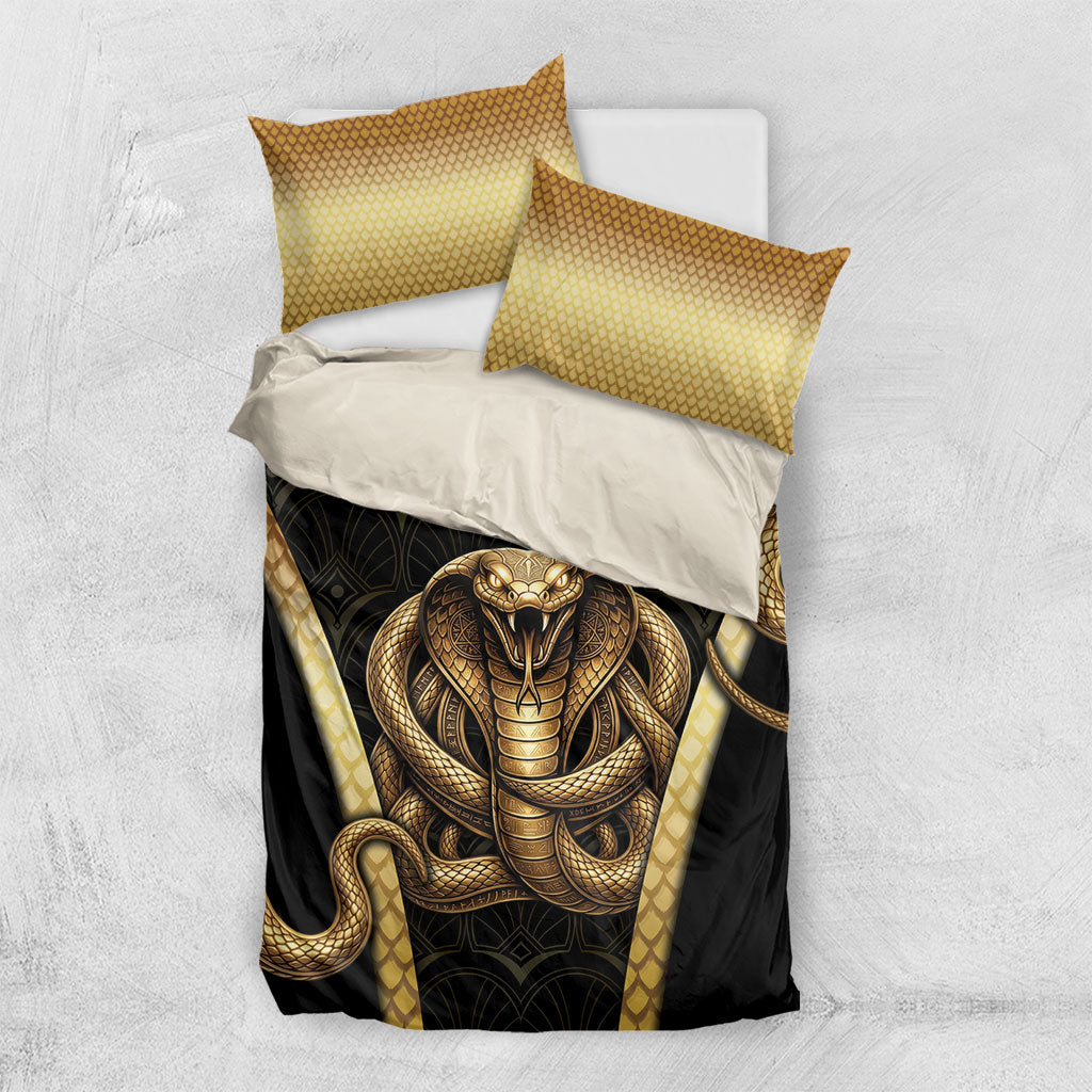Egypt Uraeus Bedding Set Gold Cobra Luxury Style