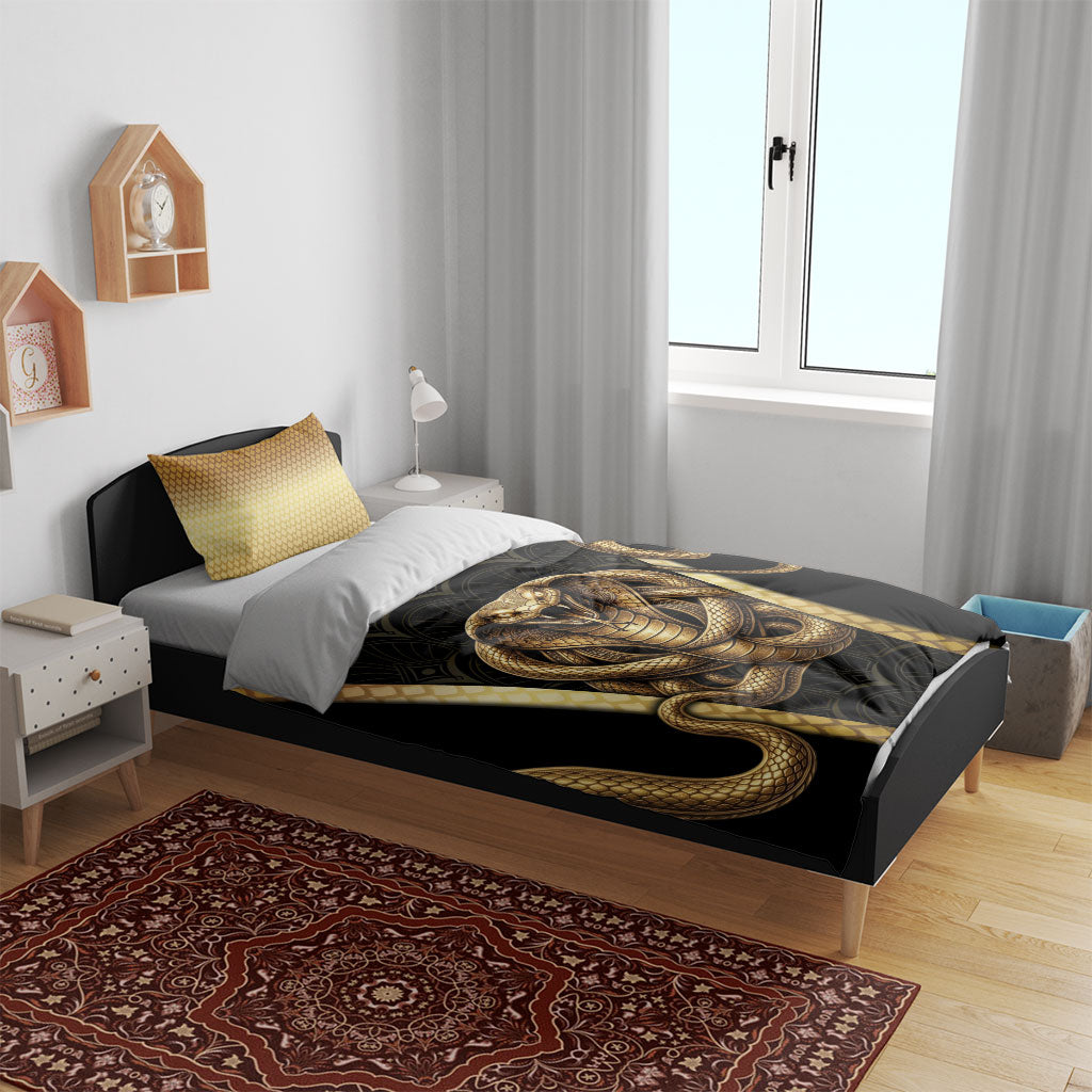 Egypt Uraeus Bedding Set Gold Cobra Luxury Style