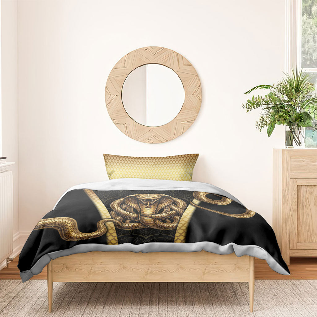 Egypt Uraeus Bedding Set Gold Cobra Luxury Style