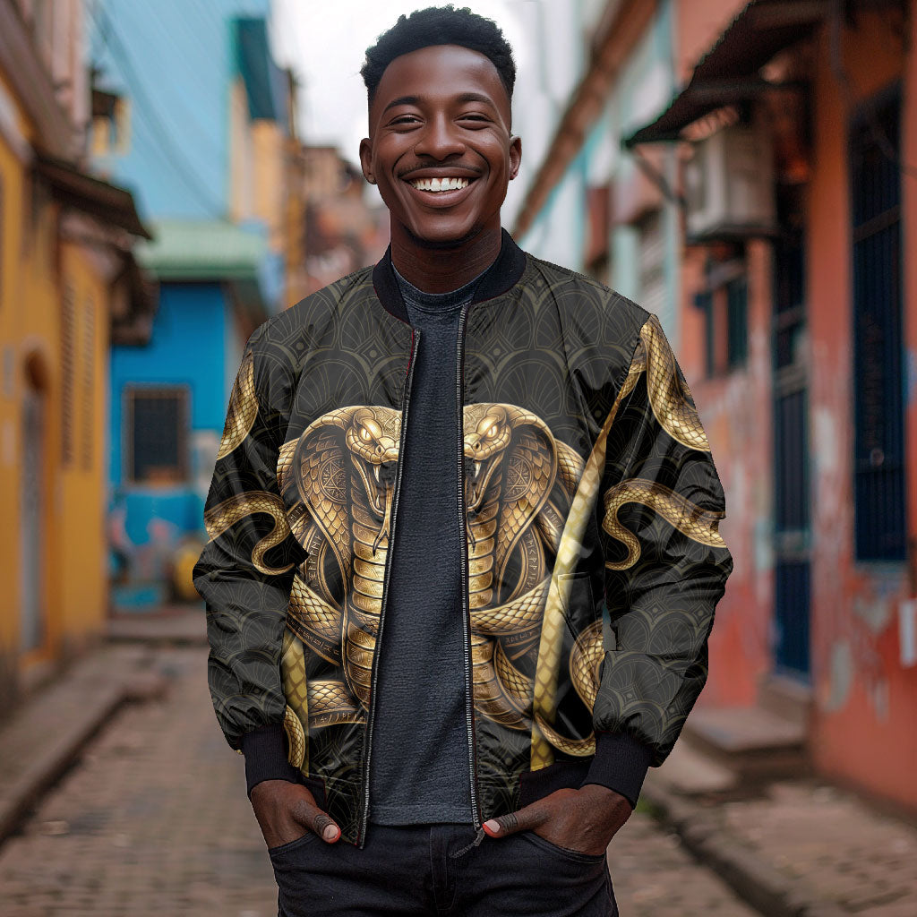 Egypt Uraeus Bomber Jacket Gold Cobra Luxury Style