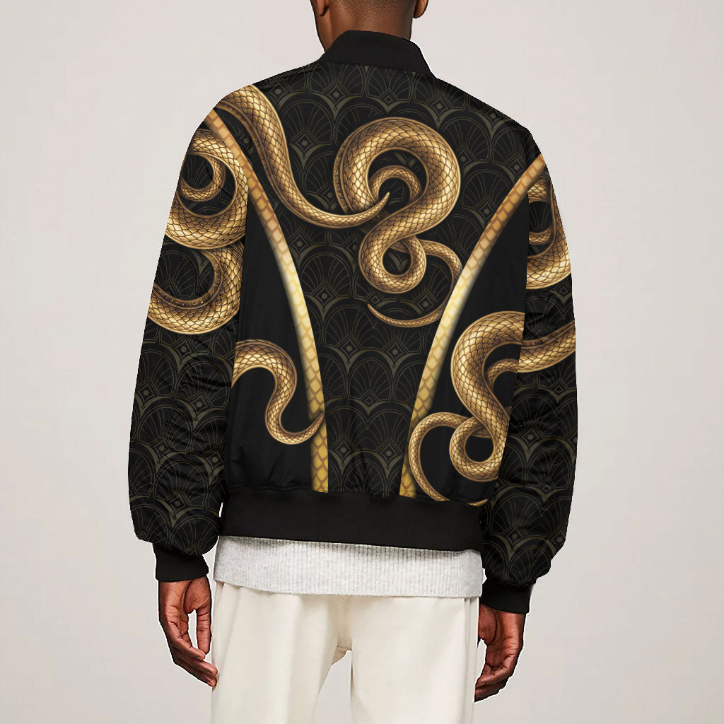 Egypt Uraeus Bomber Jacket Gold Cobra Luxury Style