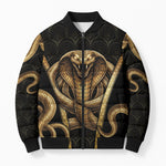 Egypt Uraeus Bomber Puffer Jacket Gold Cobra Luxury Style