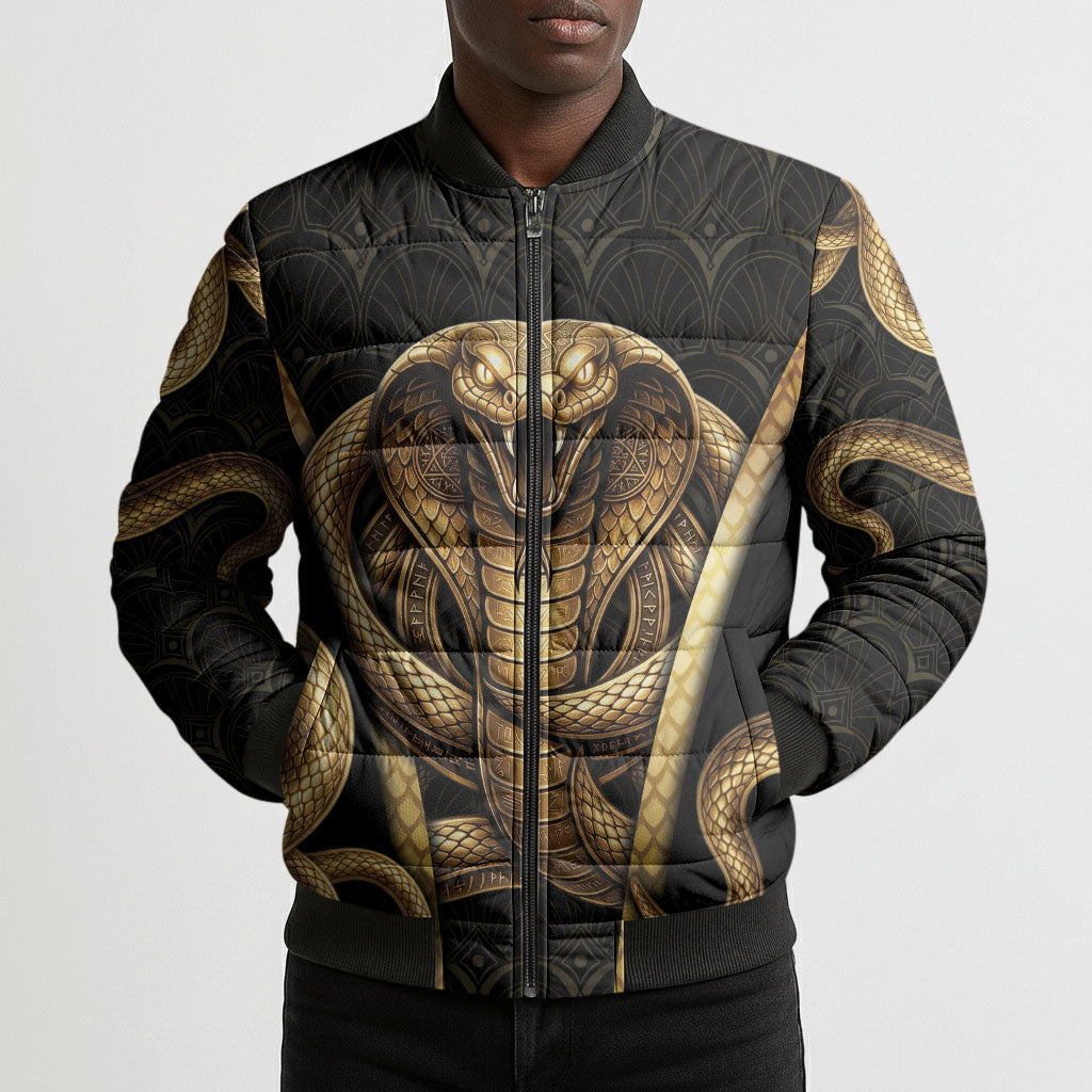 Egypt Uraeus Bomber Puffer Jacket Gold Cobra Luxury Style
