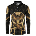 Egypt Uraeus Button Sweatshirt Gold Cobra Luxury Style