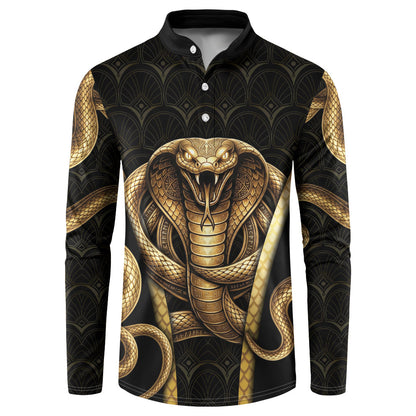 Egypt Uraeus Button Sweatshirt Gold Cobra Luxury Style