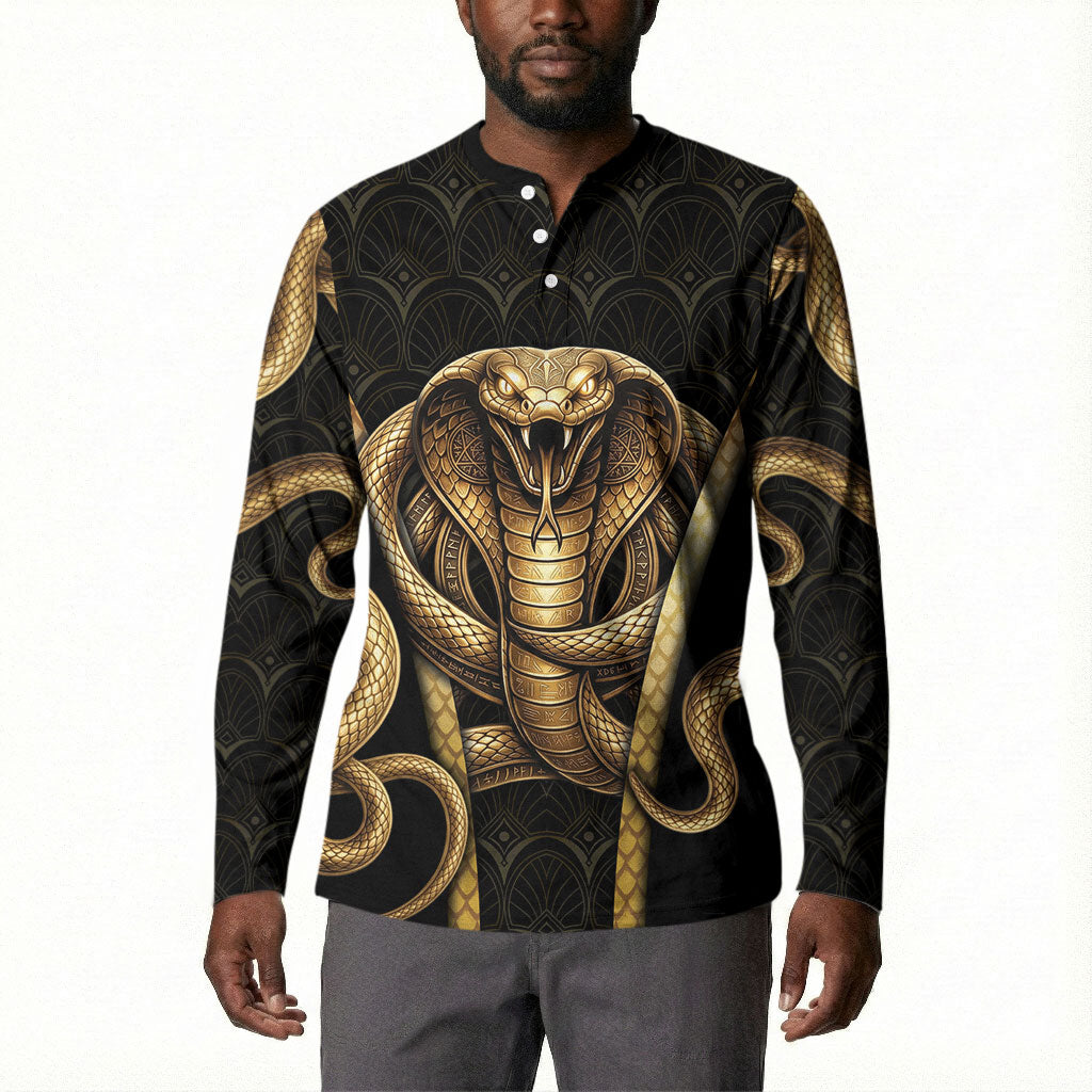 Egypt Uraeus Button Sweatshirt Gold Cobra Luxury Style