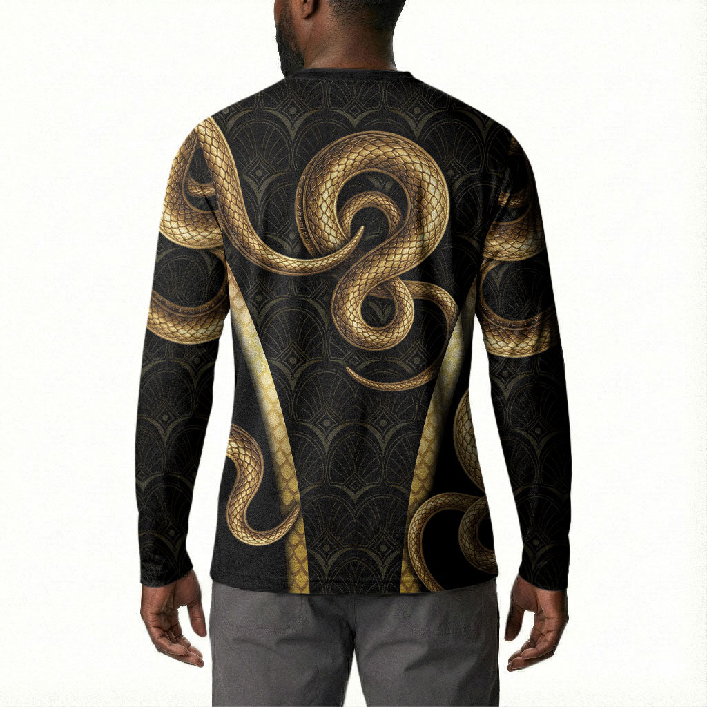 Egypt Uraeus Button Sweatshirt Gold Cobra Luxury Style