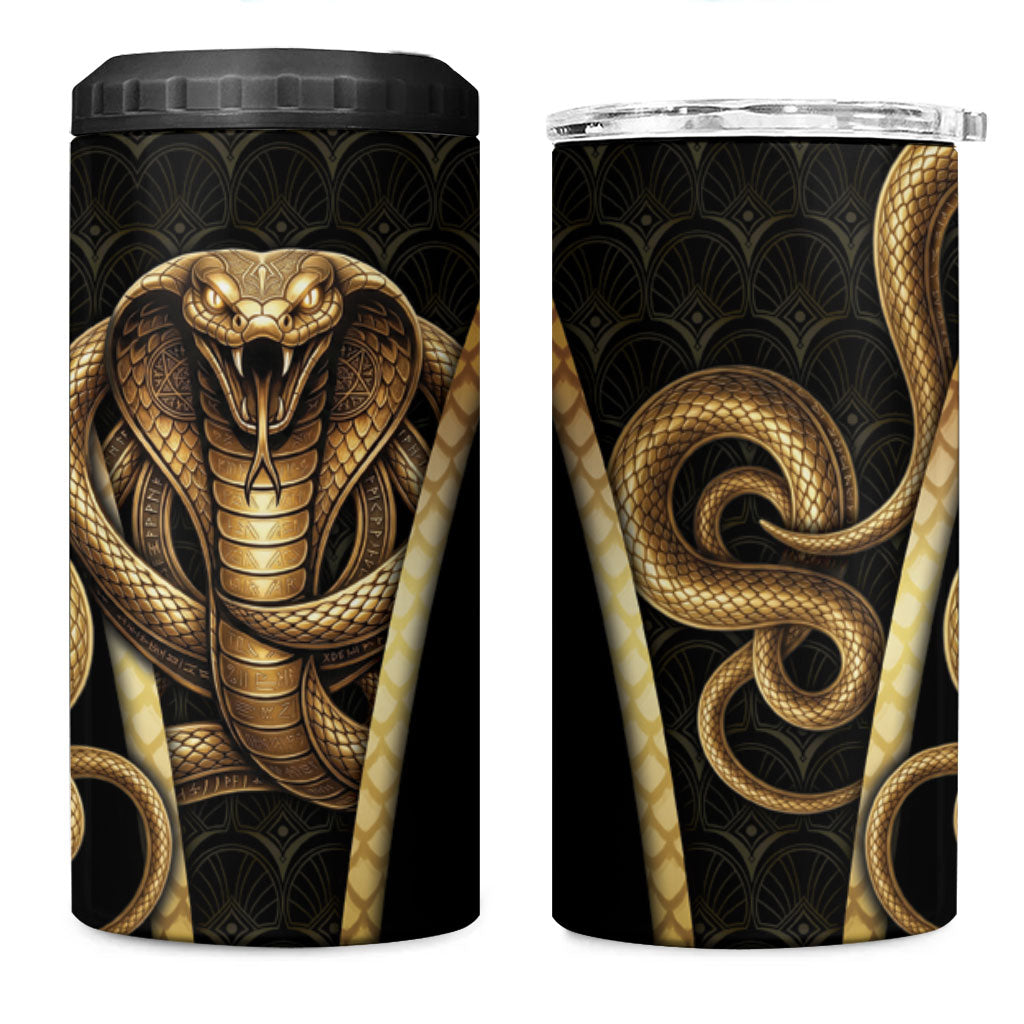 Egypt Uraeus 4 in 1 Can Cooler Tumbler Gold Cobra Luxury Style