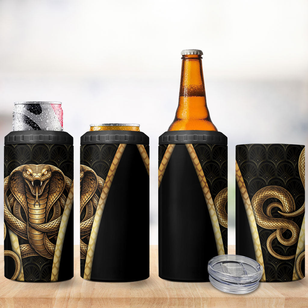 Egypt Uraeus 4 in 1 Can Cooler Tumbler Gold Cobra Luxury Style