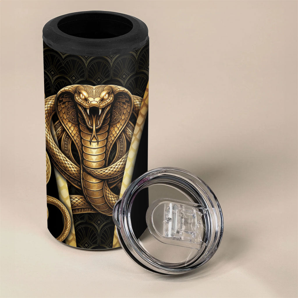 Egypt Uraeus 4 in 1 Can Cooler Tumbler Gold Cobra Luxury Style