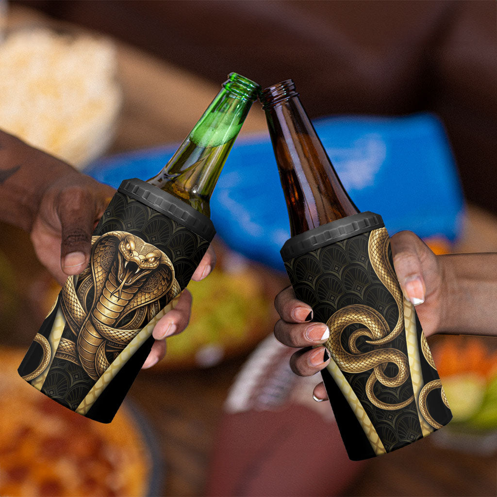 Egypt Uraeus 4 in 1 Can Cooler Tumbler Gold Cobra Luxury Style