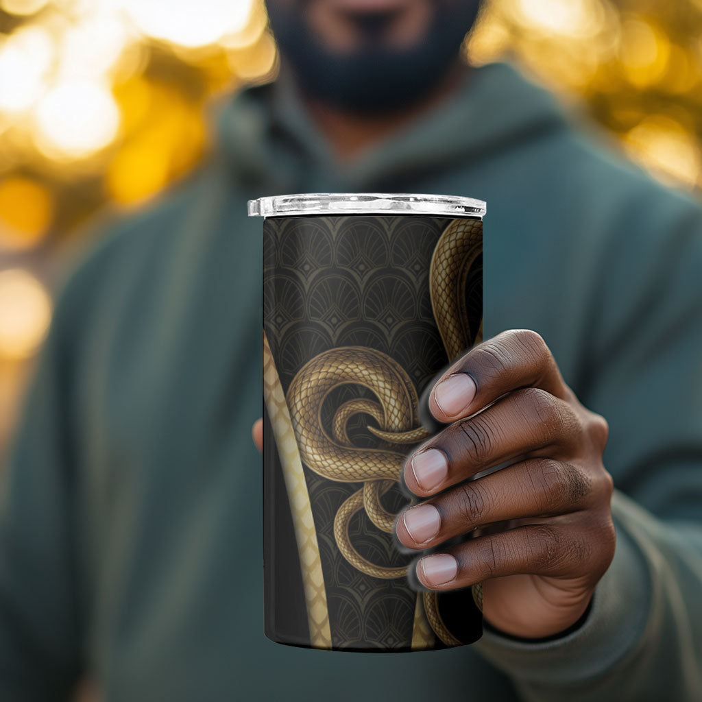 Egypt Uraeus 4 in 1 Can Cooler Tumbler Gold Cobra Luxury Style