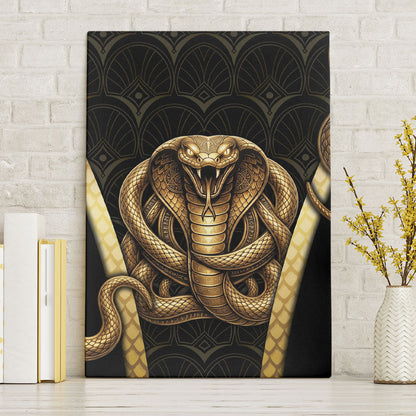 Egypt Uraeus Canvas Wall Art Gold Cobra Luxury Style