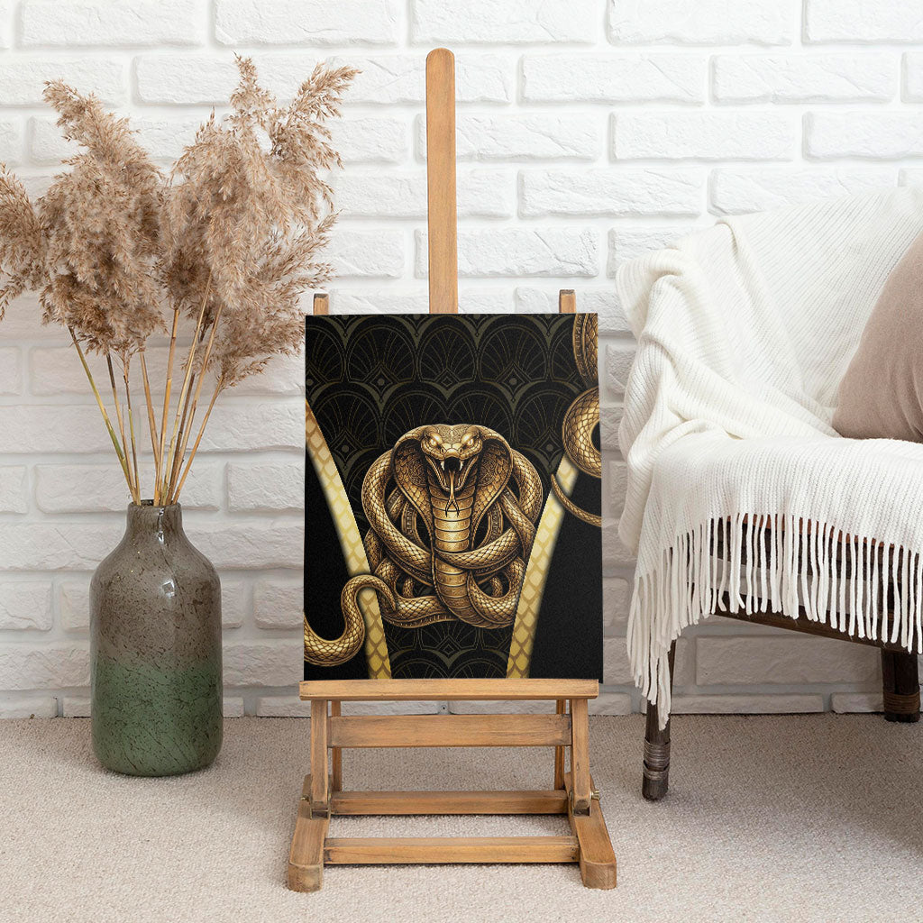 Egypt Uraeus Canvas Wall Art Gold Cobra Luxury Style
