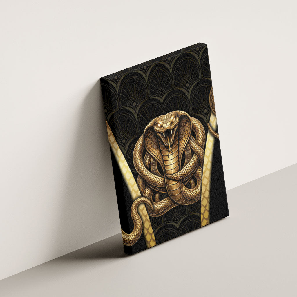 Egypt Uraeus Canvas Wall Art Gold Cobra Luxury Style