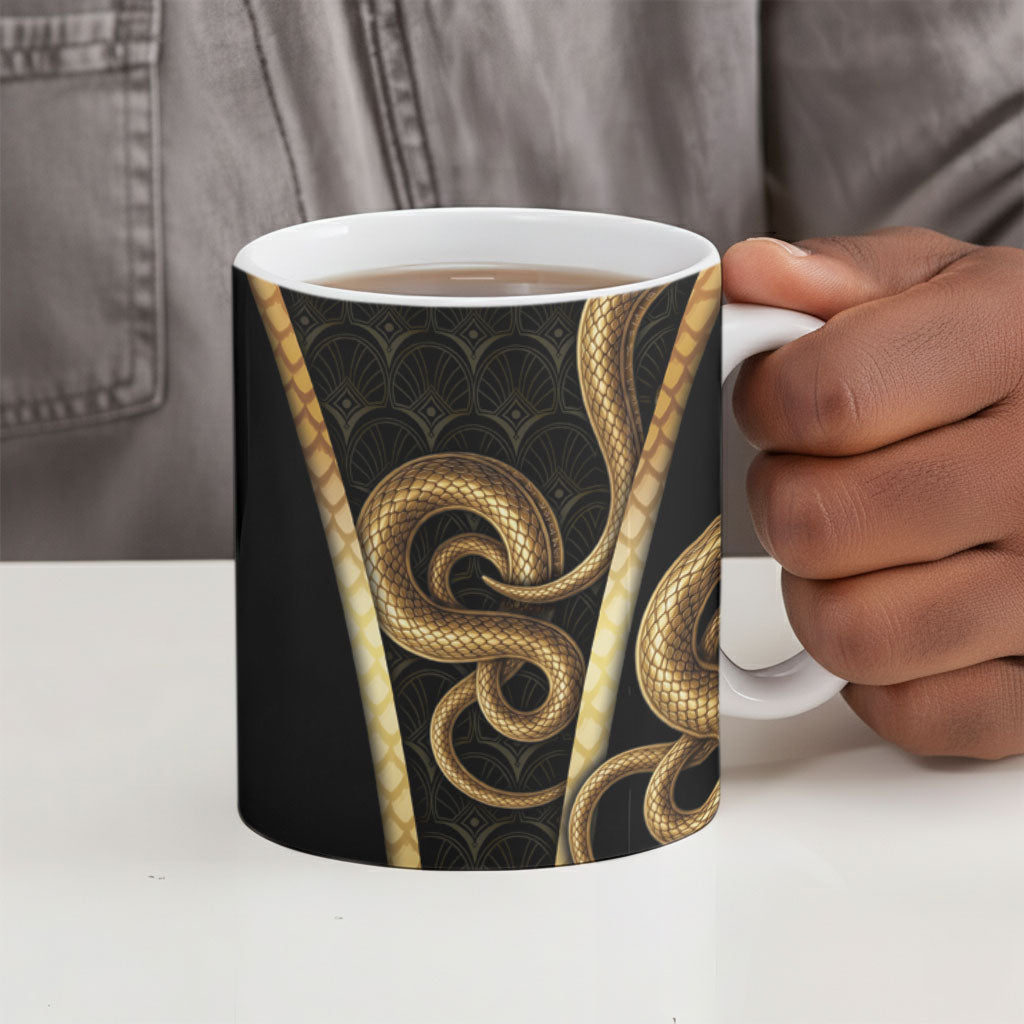 Egypt Uraeus Ceramic Mug Gold Cobra Luxury Style