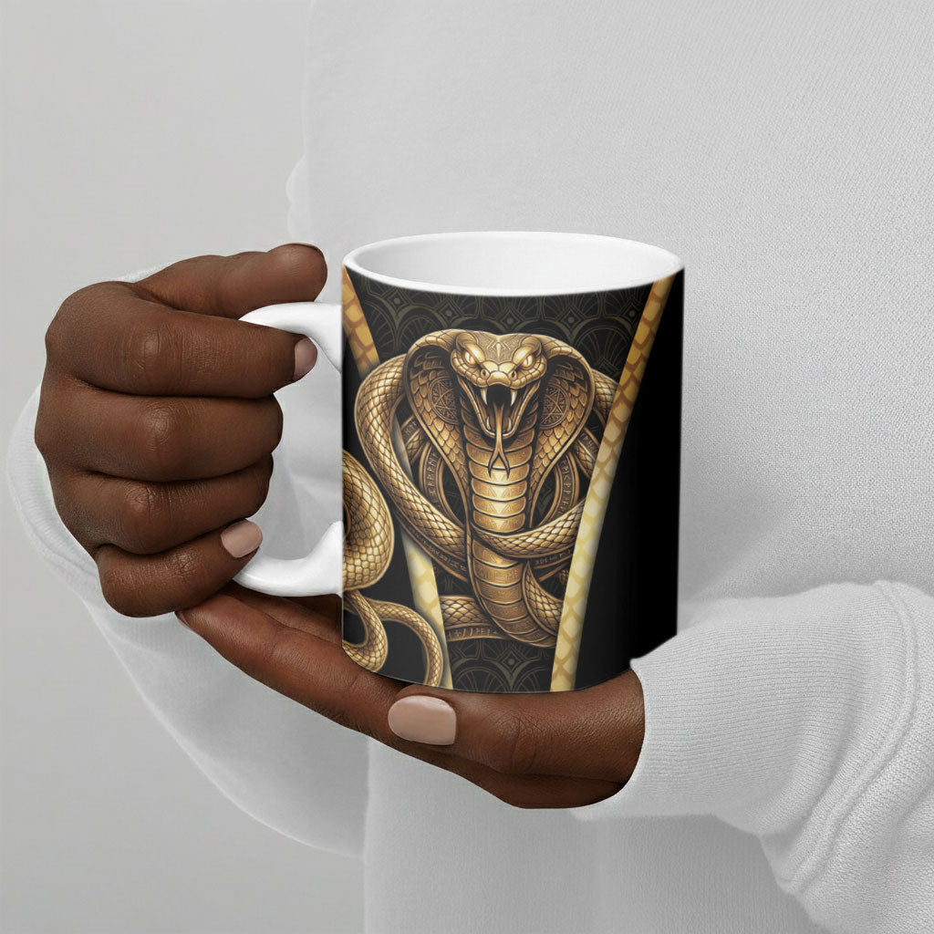 Egypt Uraeus Ceramic Mug Gold Cobra Luxury Style