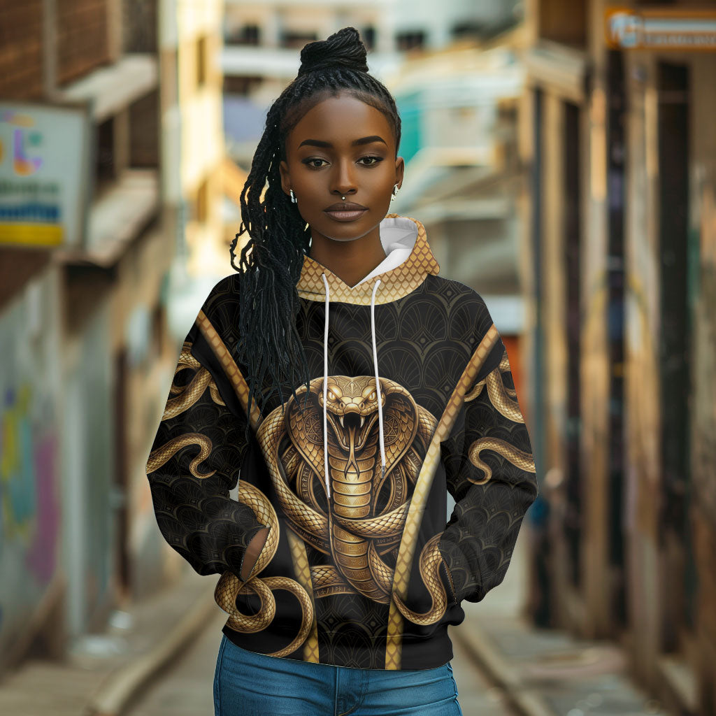 Egypt Uraeus Hoodie Gold Cobra Luxury Style