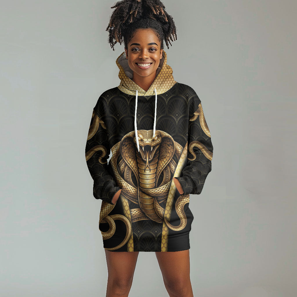 Egypt Uraeus Hoodie Dress Gold Cobra Luxury Style