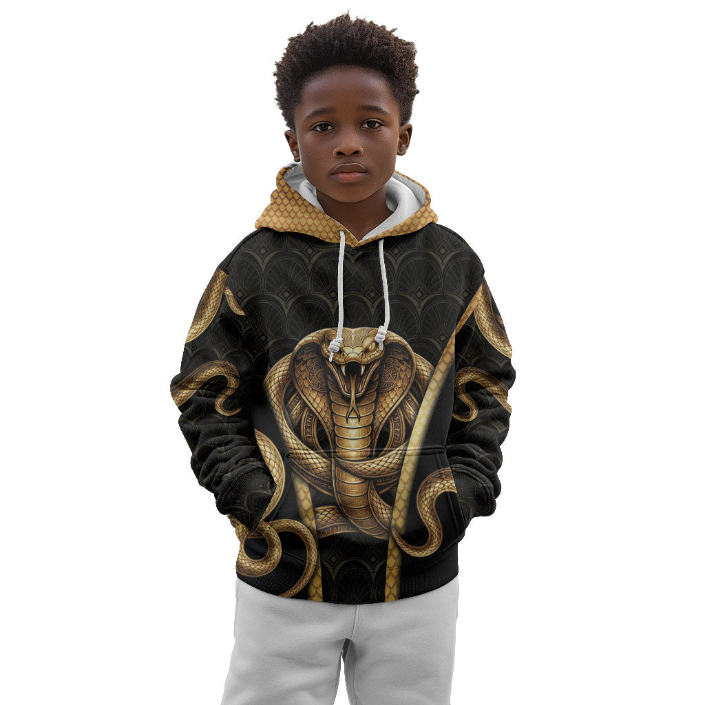Egypt Uraeus Kid Hoodie Gold Cobra Luxury Style