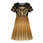 Egypt Uraeus Kid Short Sleeve Dress Gold Cobra Luxury Style